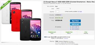 Deal:  Nexus 5 16GB (in Any Color) for $334 on eBay, With Free Shipping