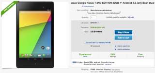 Deal:  Nexus 7 (2013) WiFi 32GB for $159 From eBay