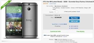 Deal:  Unlocked HTC One (M8) in Gunmetal Grey for $449, Plus Free Shipping