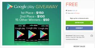 $1,000 in Google Play Gift Cards Up for Grabs