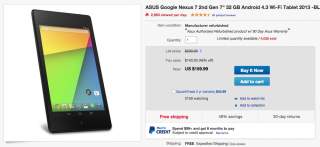 Deal:  Nexus 7 (2013) 32GB on Sale for $159 With Free Shipping