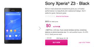 Sony Xperia Z3 Pre-order Now Open at T-Mobile