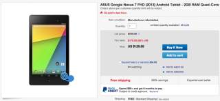 Deal:  Nexus 7 (2013) 16GB on Sale for $129 From NewEgg