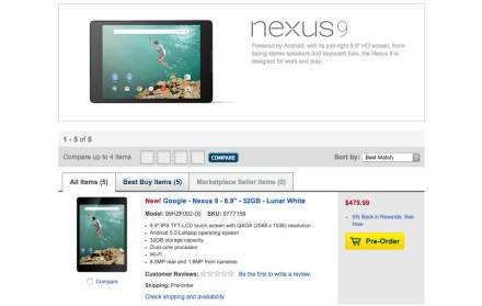 Nexus 9 Pre-Orders Open at Best Buy, LTE Model Included