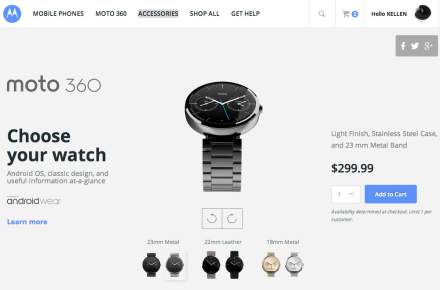 Moto 360 in Dark or Light Metal Now Available for $299