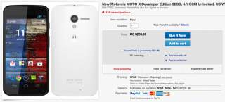 Deal:  New Moto X Developer Edition (1st Gen, GSM) for $269 at eBay