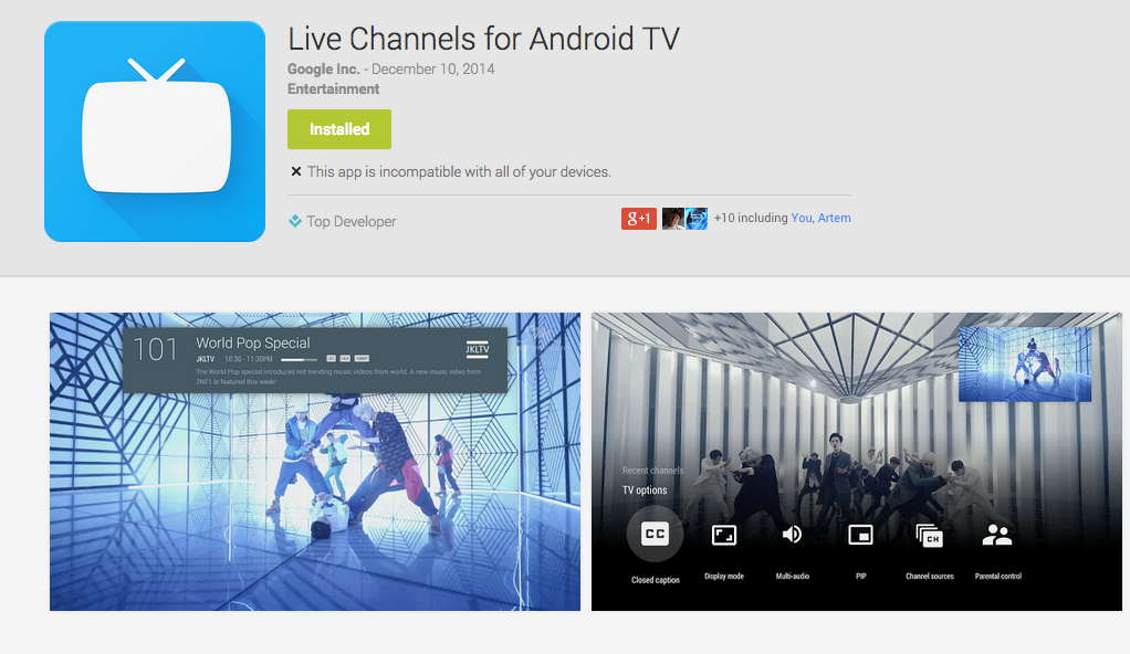 Live Channels App for Android TV Live on Google Play, Not Quite Ready for Consumption