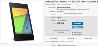 Deal:  Nexus 7 (2013) 32GB for $185 on eBay