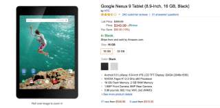 Deal:  Nexus 9 is $50 Off at Amazon