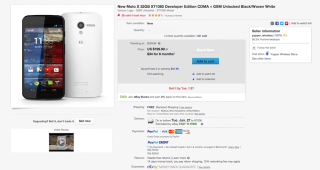 Deal: eBay Selling Moto X (1st Gen) 32GB Developer Edition for $199