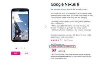 Save $48 on the Nexus 6 at T-Mobile With This Coupon Code