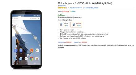 Amazon is Now Selling the 32GB Nexus 6 With Prime Shipping