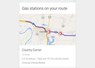 This Google Now Card Shows You Gas Stations on Your Route