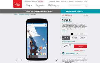 Nexus 6 Now Available From Verizon for $249