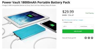 Deal:  Only $30 for This 18,000mAh Battery Pack