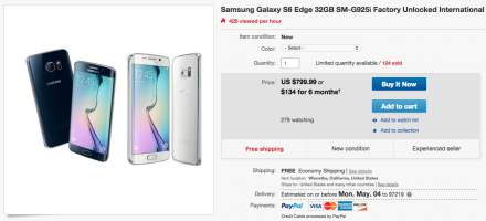 Deal: New Unlocked Galaxy S6 Edge (SM-G925i) for $799