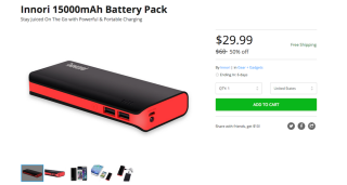 Deal: Innori 15000mAh Battery Pack for $30, 50% Off Original Price