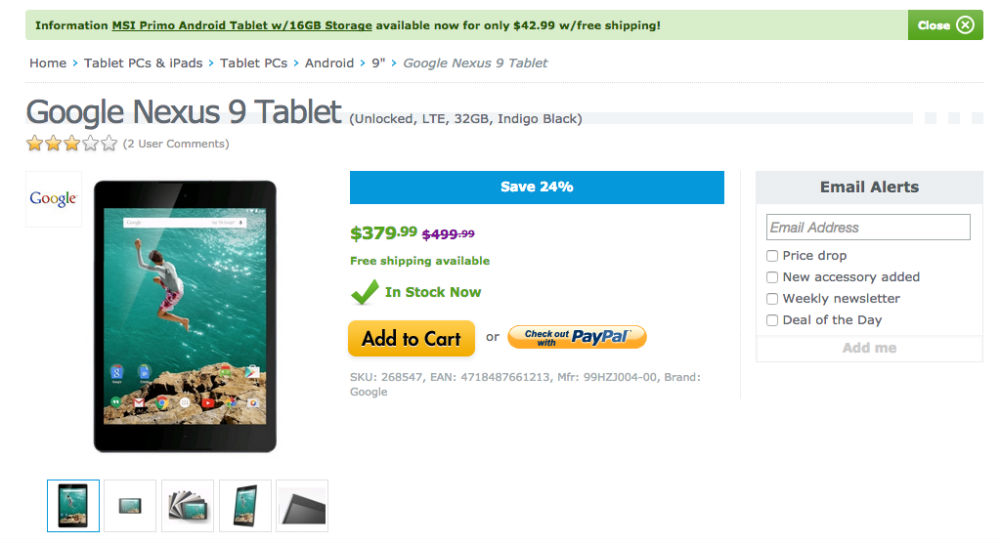 Deal: Purchase a Nexus 9 LTE 32GB From Expansys for Just $380 ($120+ Off)