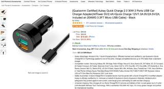 Deal: Aukey Quick Charge 2.0 Car Charger for $9.49 With Discount Code