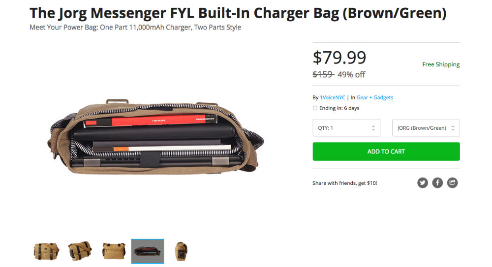 Deal: This $80 Messenger Bag has a Built-In 11,000mAh Battery