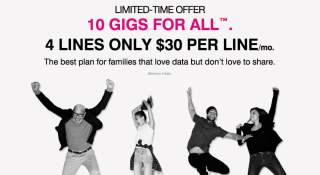 T-Mobile Brings Back “10 Gigs 4 All” Plan, Priced at $120