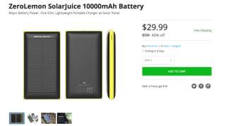 Deal: ZeroLemon SolarJuice 10,000mAh Battery Pack for $29.99