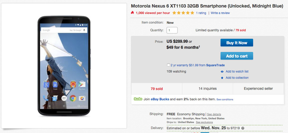 nexus 6 deal ebay
