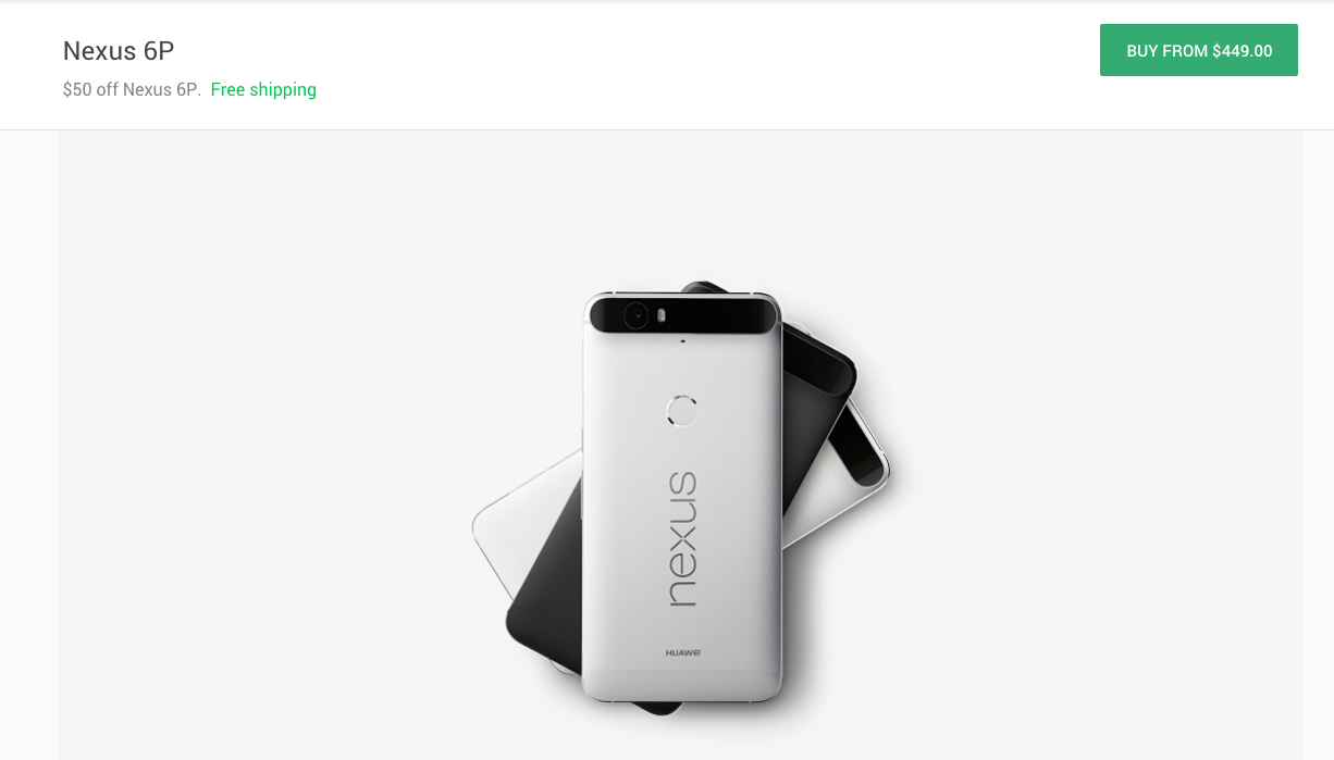 Nexus 6P Now $50 Off on Google Store, Starts at $449