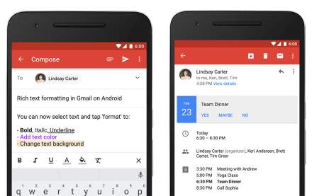 Gmail on Android Gets Rich Text Formatting, Instant RSVP to Calendar Invites