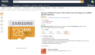 Deal: Samsung 128GB Class 10 MicroSD Card for $40 on Amazon