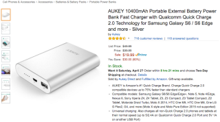 Deal: Aukey Wireless Charging Pad for $12, 10,400mAh Portable Battery for $15