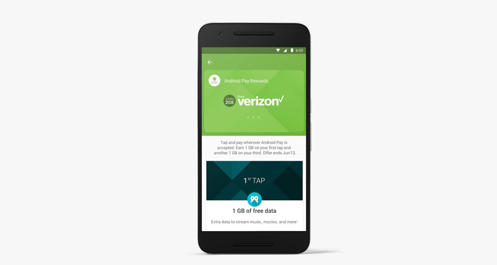 android pay verizon free data