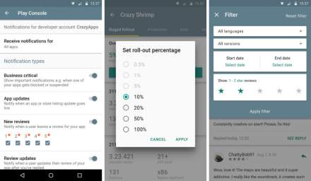 Google Play Developer Console App Updated With Review Notifications, Staged Rollout Controls