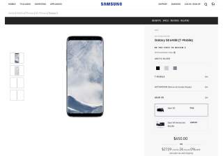Samsung’s Site has the Regular Galaxy S8 From T-Mobile in Silver for $650 ($100 Off) (Updated)