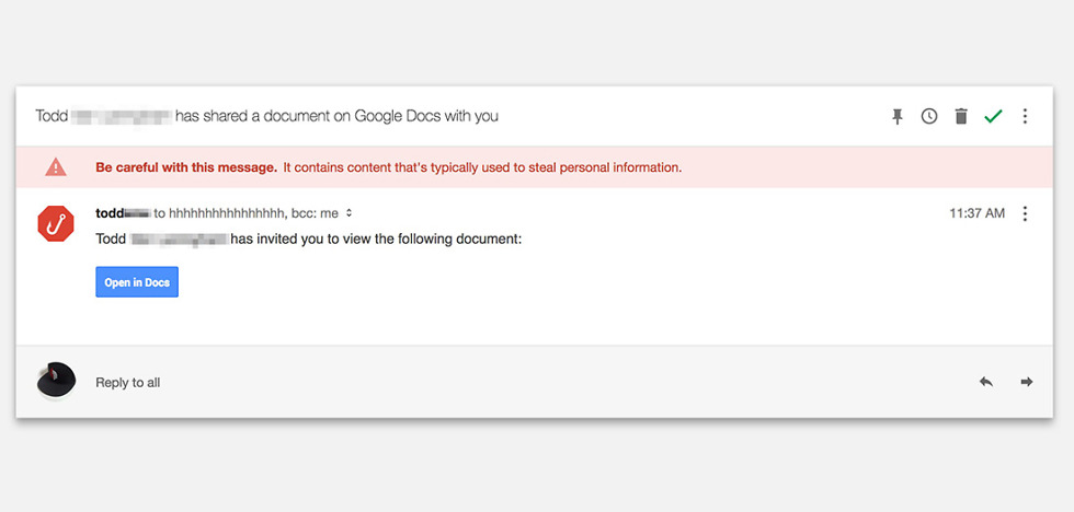 google docs phishing scam