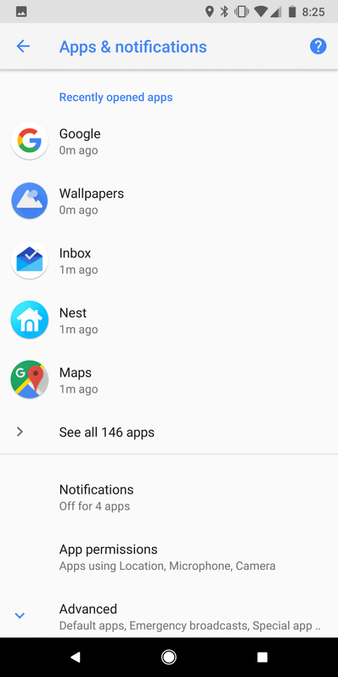 pixel 2 recent apps