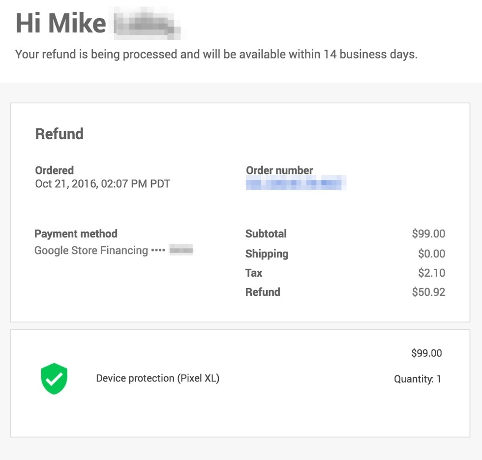 pixel device protection refund