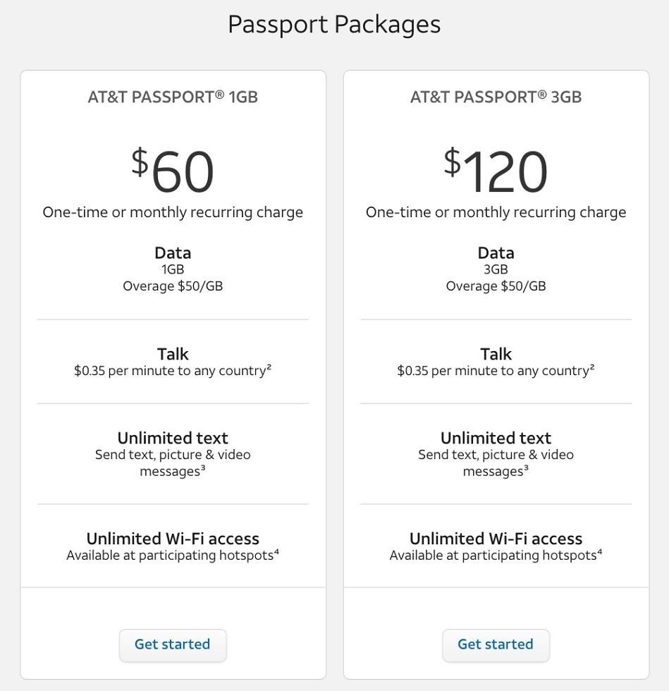 new att passport plans