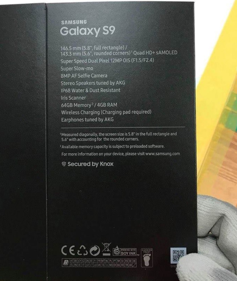 galaxy s9 box specs