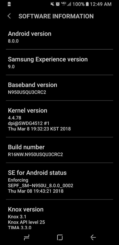 verizon galaxy note 8 oreo update