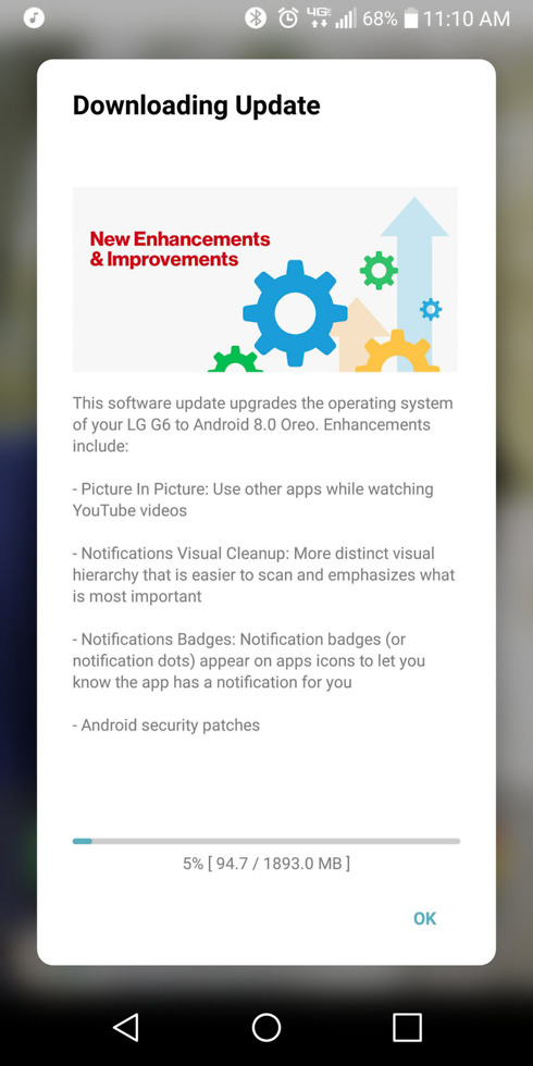 verizon lg g6 oreo update