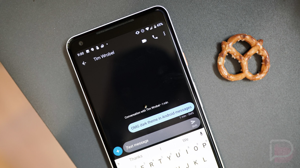 Android Messages Dark Mode