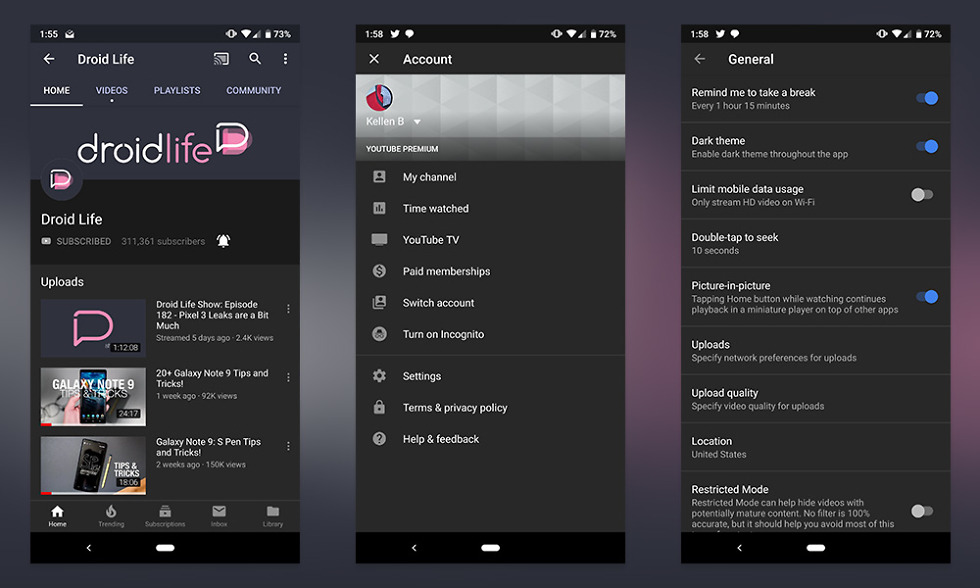 YouTube Dark Mode Android