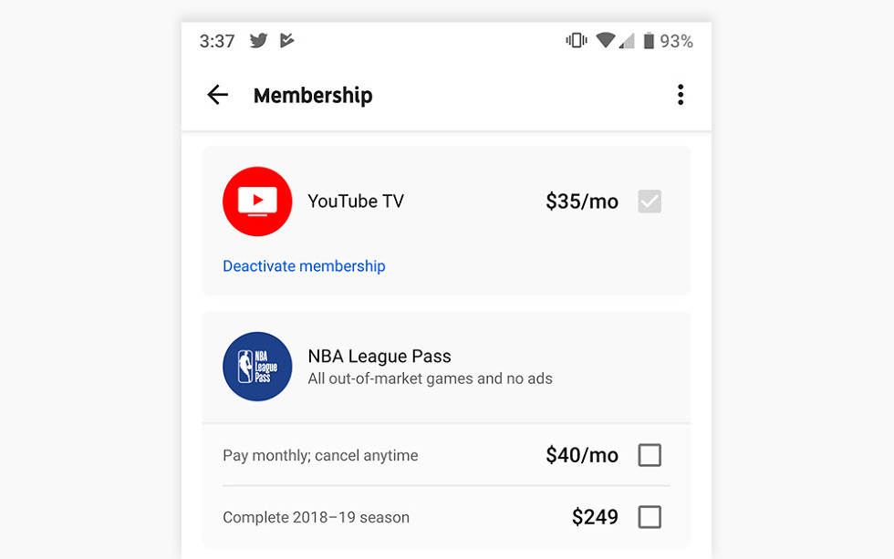 NBA League Pass YouTube TV