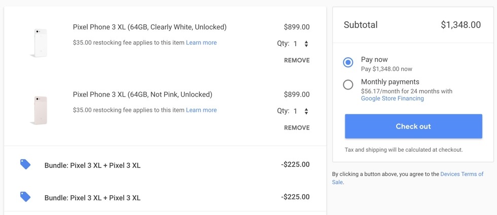 Google Store Pixel 3 Deal