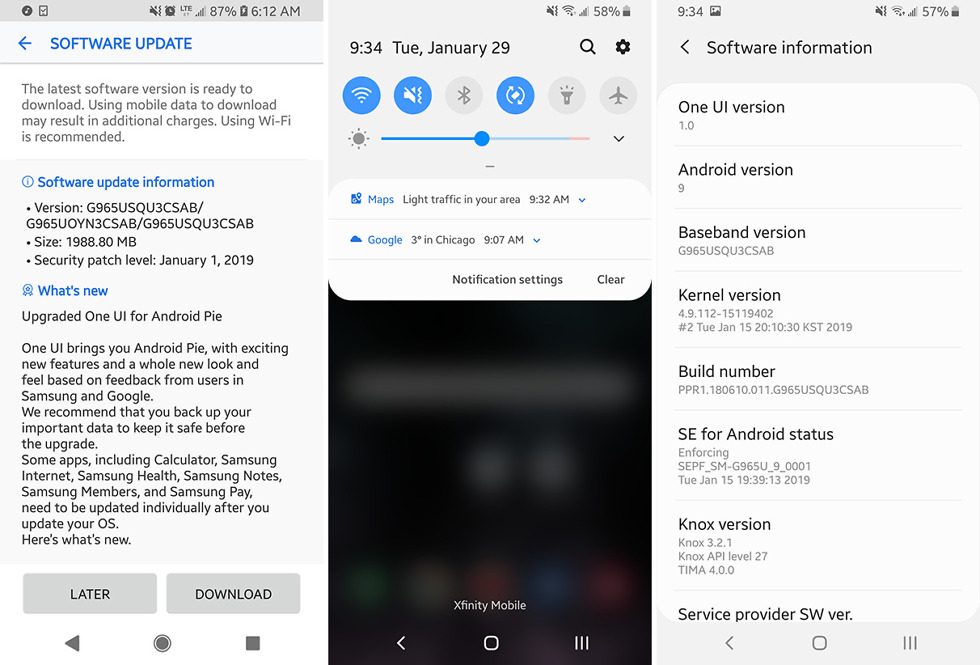 Galaxy S9 Android Pie Update