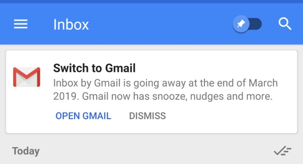 Inbox switch to Gmail