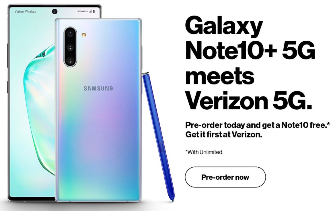 Galaxy Note 10+ 5G for Verizon Disclosed, Appears to be Limited Time Exclusive