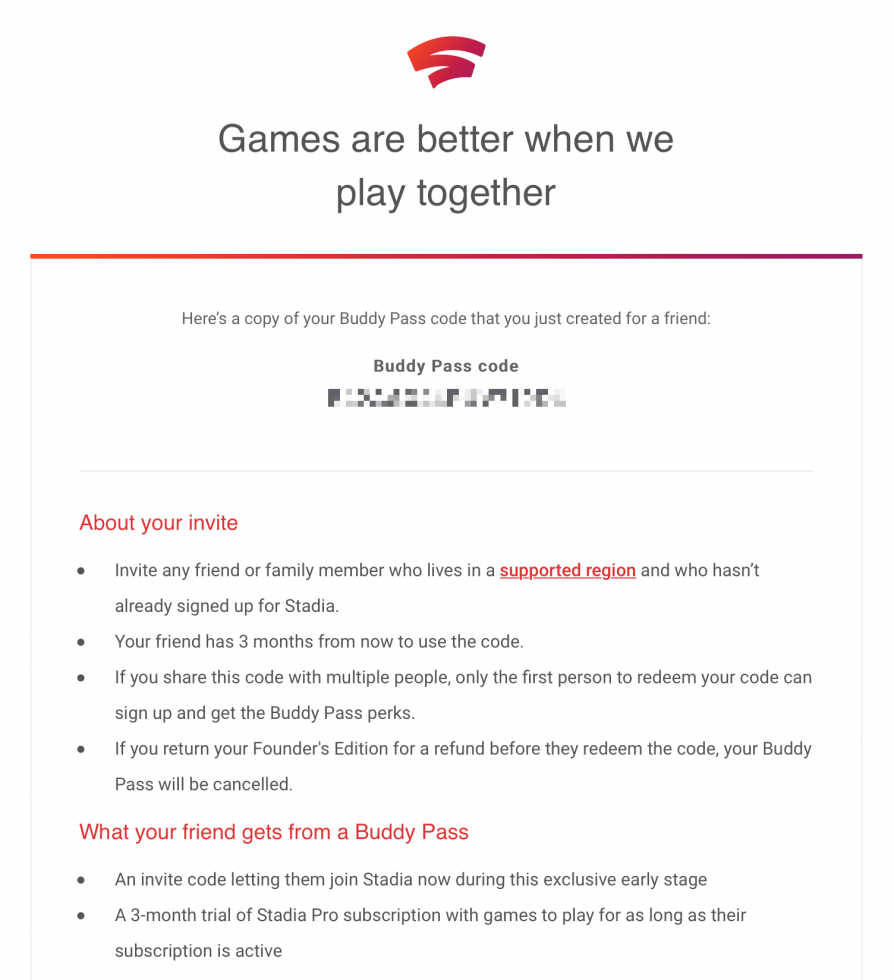 Stadia Buddy Pass