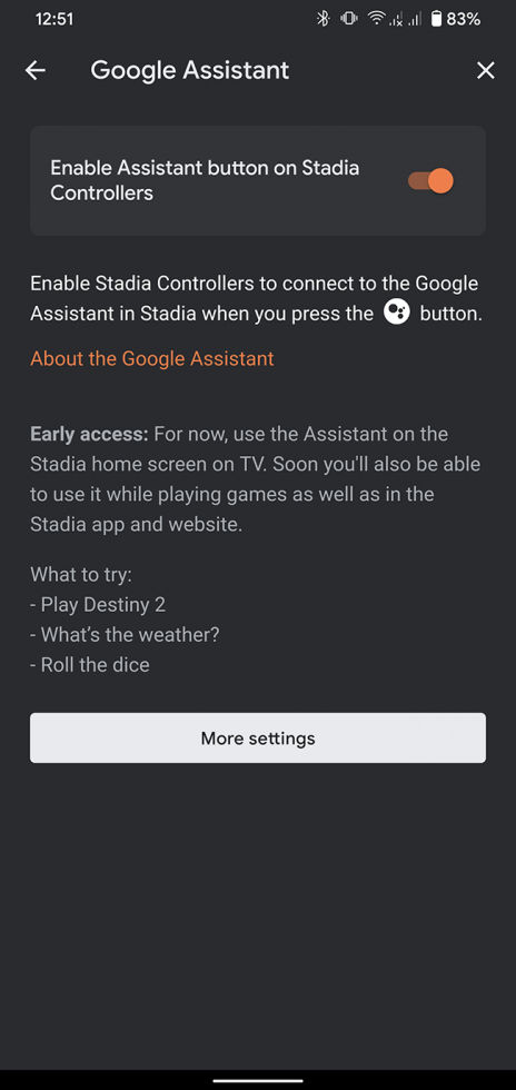 Stadia Google Assistant
